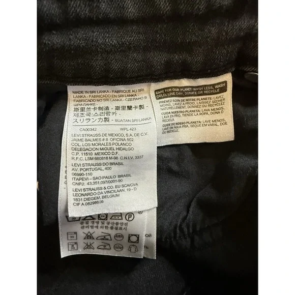 Levis 711 Skinny Dark Wash Black Denim Jeans 32x36 - Picture 6 of 7